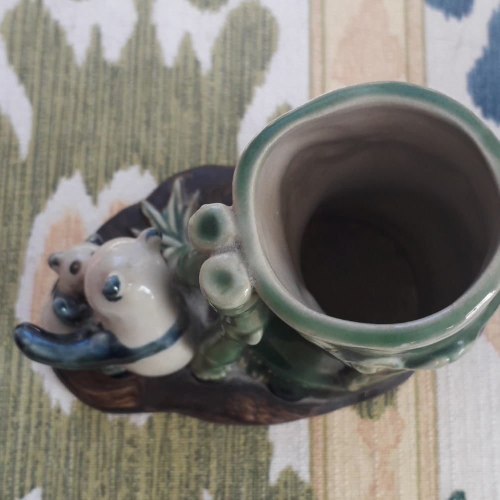 Vintage Panda Bear Mom & Baby Ceramic Vase - Picture 7 of 9